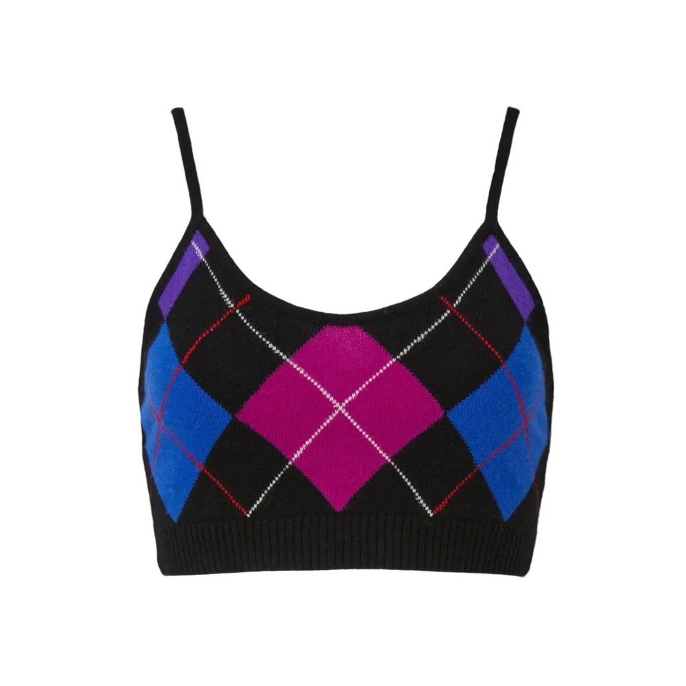 Le Superbe Argyle Gem knit Crop Top Size Small